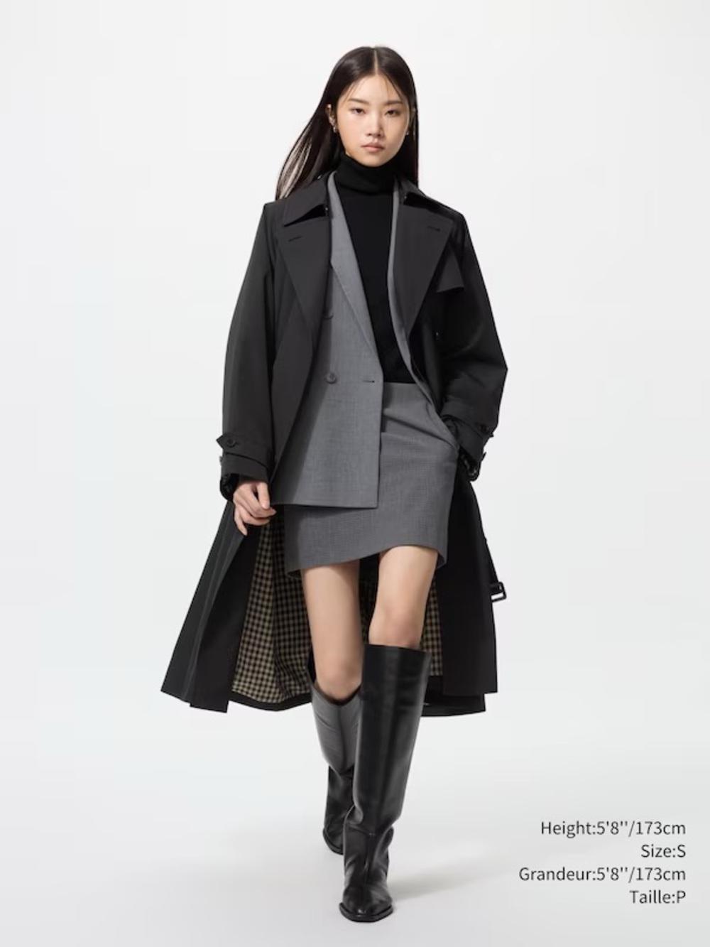 NWT UNIQLO Relaxed Trench Coat Black Size XL